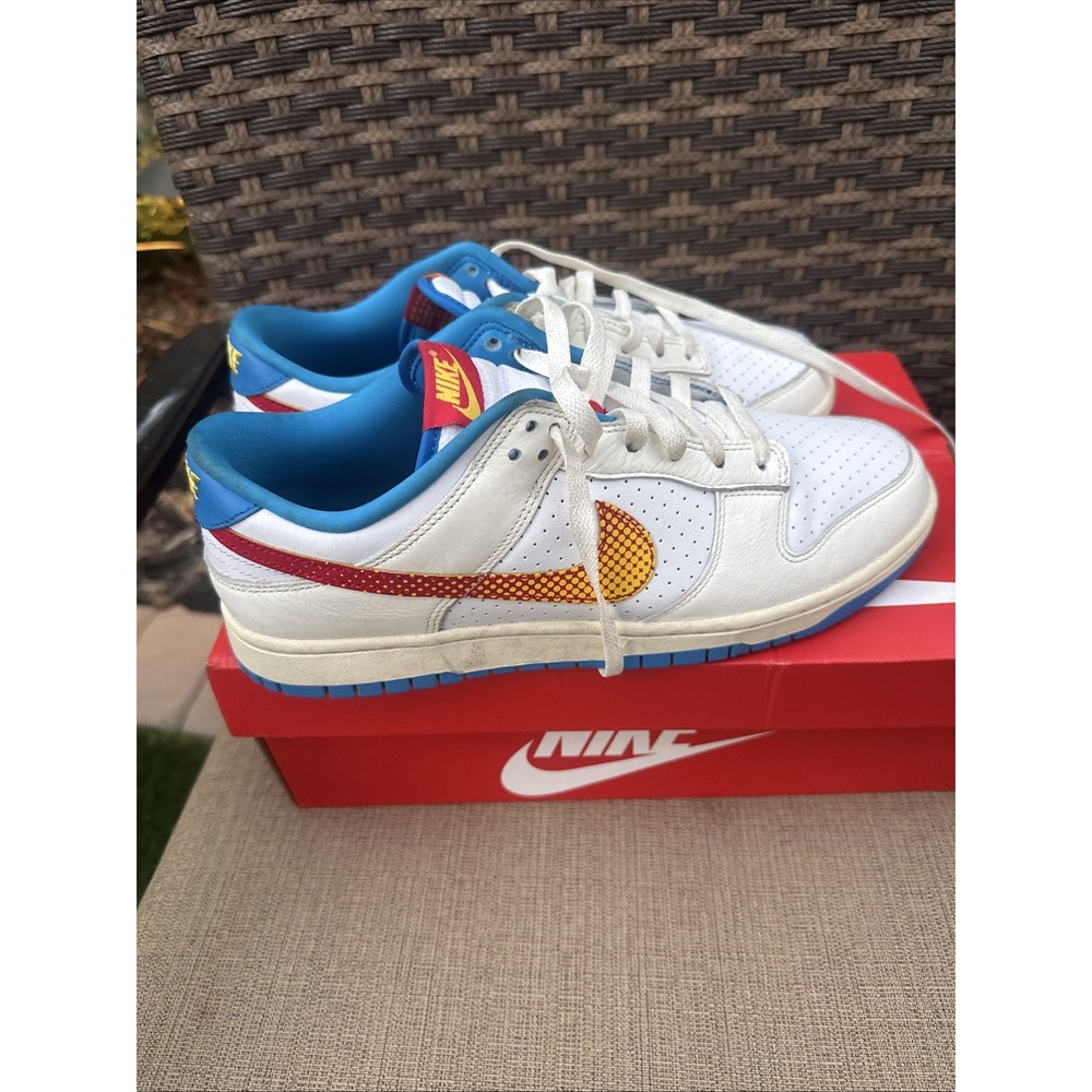 Nike Dunk Low Harlem Globetrotters HQ3613-133 White Blue Red Leather Mens 10.5